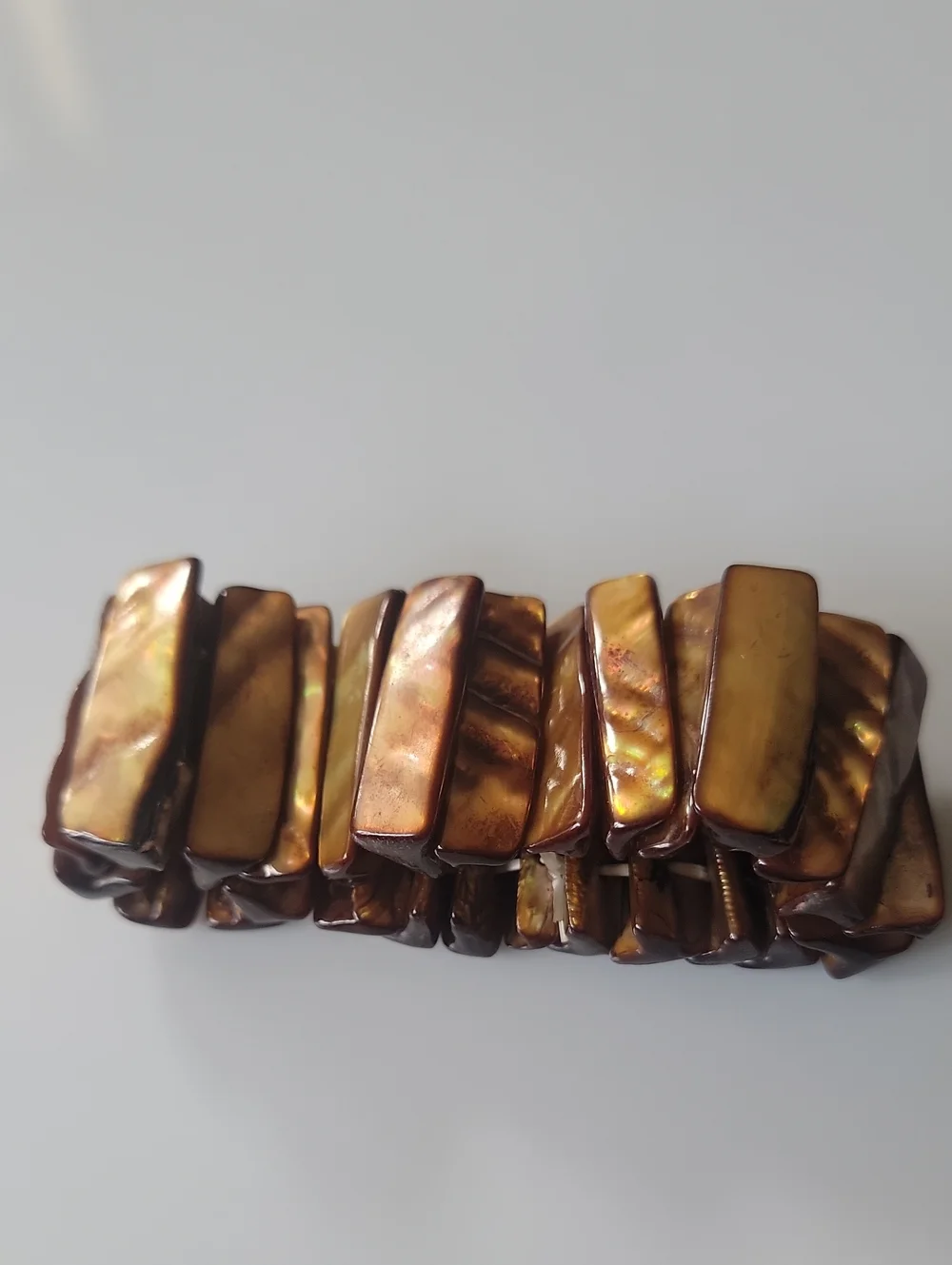 Brown Iridescent Shell Stretch Bracelet - Women Accessories